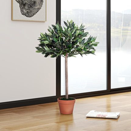 3ft Artificial Olive Tree Indoor Plant with Orange Pot - Orange