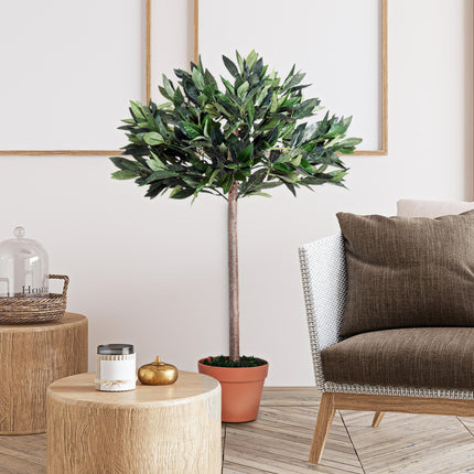 3ft Artificial Olive Tree Indoor Plant with Orange Pot - Orange
