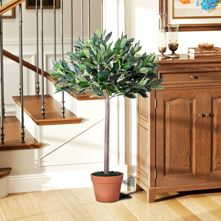3ft Artificial Olive Tree Indoor Plant with Orange Pot - Orange