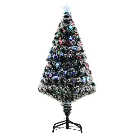 4ft 120cm Prelit LED Artificial Christmas Tree with Fibre Optic Lights - Green/White
