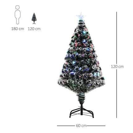 4ft 120cm Prelit LED Artificial Christmas Tree with Fibre Optic Lights - Green/White