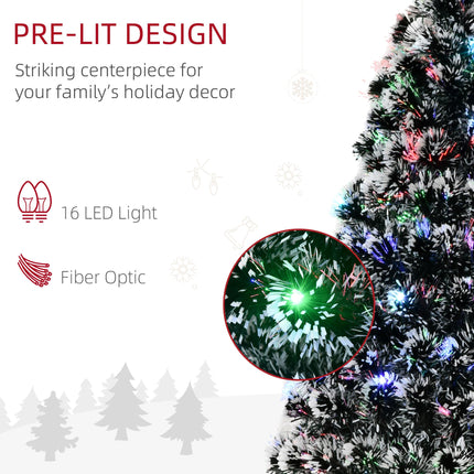 4ft 120cm Prelit LED Artificial Christmas Tree with Fibre Optic Lights - Green/White