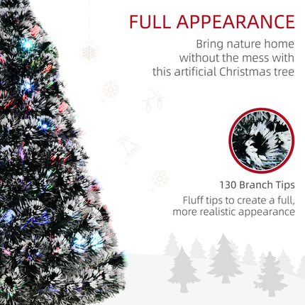 4ft 120cm Prelit LED Artificial Christmas Tree with Fibre Optic Lights - Green/White