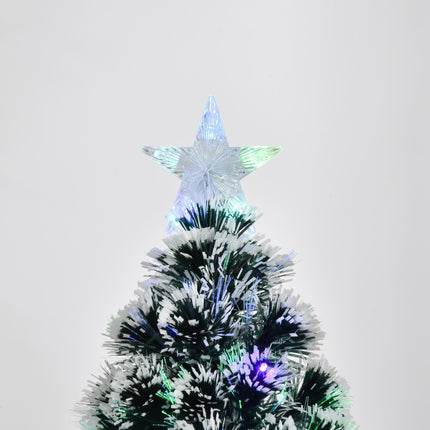 4ft 120cm Prelit LED Artificial Christmas Tree with Fibre Optic Lights - Green/White