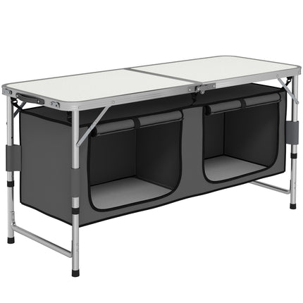 Adjustable Aluminum Picnic Table with Storage - Pebbles White