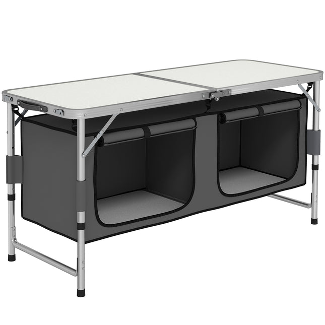 Adjustable Aluminum Picnic Table with Storage - Pebbles White