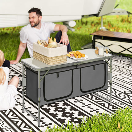Adjustable Aluminum Picnic Table with Storage - Pebbles White