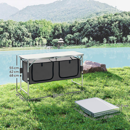 Adjustable Aluminum Picnic Table with Storage - Pebbles White