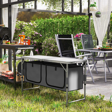 Adjustable Aluminum Picnic Table with Storage - Pebbles White