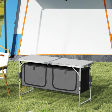 Adjustable Aluminum Picnic Table with Storage - Pebbles White