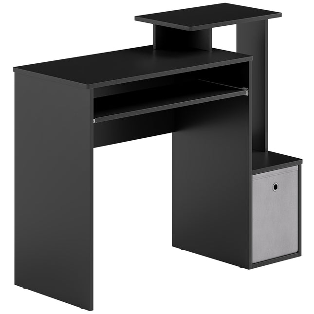 Computer Desk with Sliding Keyboard Tray, Storage Drawer & Shelf - Black