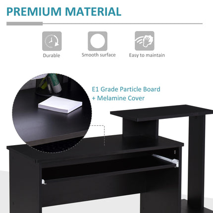 Computer Desk with Sliding Keyboard Tray, Storage Drawer & Shelf - Black