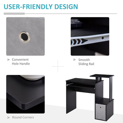 Computer Desk with Sliding Keyboard Tray, Storage Drawer & Shelf - Black