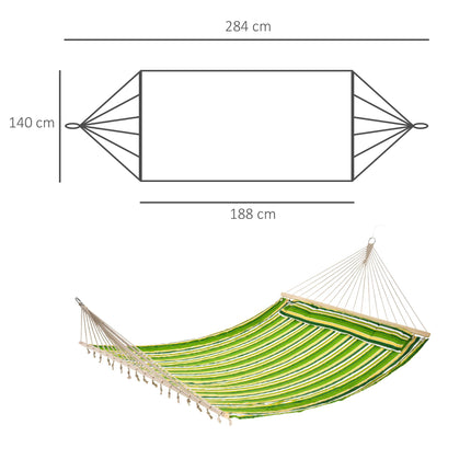 Double-Person Cotton Hammock Swing with Steel Frame - Stripe Design