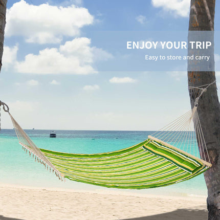 Double-Person Cotton Hammock Swing with Steel Frame - Stripe Design