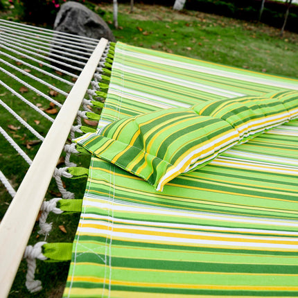 Double-Person Cotton Hammock Swing with Steel Frame - Stripe Design