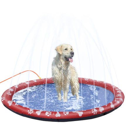 Dog Splash Pad, Pet Sprinkler Mat, Non-Slip Dog Paddling Pool, Foldable Outdoor