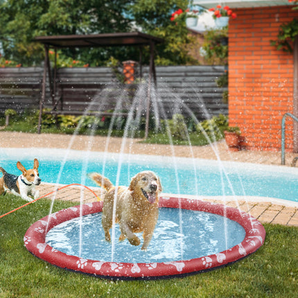 Dog Splash Pad, Pet Sprinkler Mat, Non-Slip Dog Paddling Pool, Foldable Outdoor