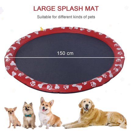 Dog Splash Pad, Pet Sprinkler Mat, Non-Slip Dog Paddling Pool, Foldable Outdoor