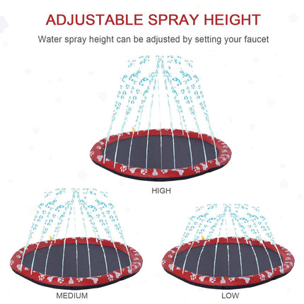 Dog Splash Pad, Pet Sprinkler Mat, Non-Slip Dog Paddling Pool, Foldable Outdoor
