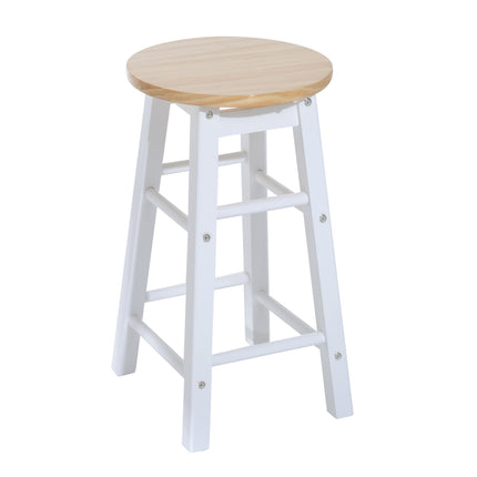 3PC Wooden Kitchen Cart with Folding Bar Table, 2 Stools, Storage Shelf & 6 Wheels - White