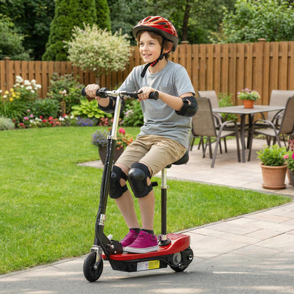 Outdoor Ride-On Powered Scooter for Kids 120W Motor 2x12V Battery - Red