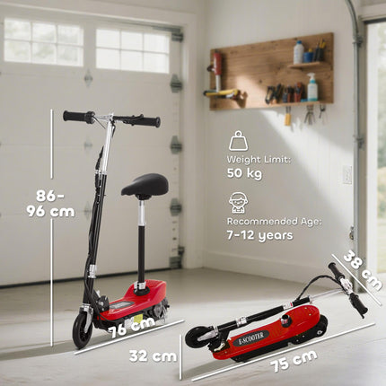 Outdoor Ride-On Powered Scooter for Kids 120W Motor 2x12V Battery - Red