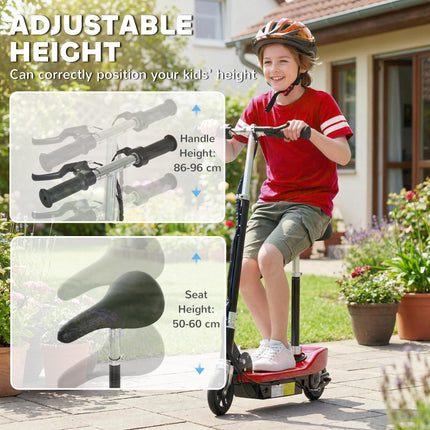 Outdoor Ride-On Powered Scooter for Kids 120W Motor 2x12V Battery - Red