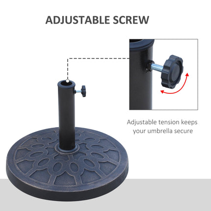 13kg Resin Garden Umbrella Stand for 38mm & 48mm Poles - Bronze Tone