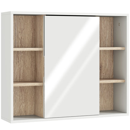 Wall Mounted Bathroom Mirror Cabinet with Adjustable Shelves - White