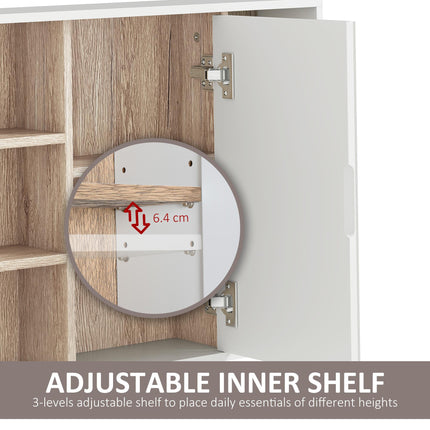 Wall Mounted Bathroom Mirror Cabinet with Adjustable Shelves - White