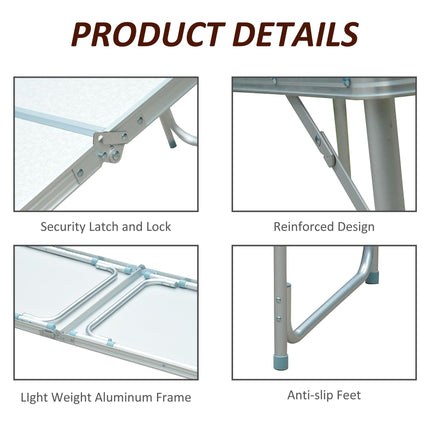 Portable Folding Aluminium BBQ Table for Camping and Picnics - Silver