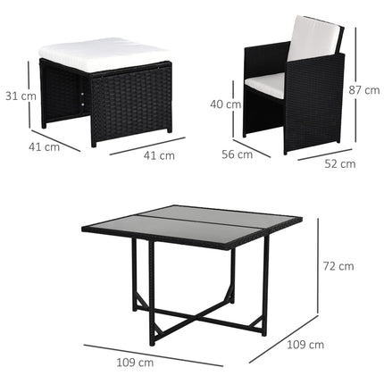 9PC Garden Rattan Outdoor Patio Dining Set 8 Seater with Stool - Black