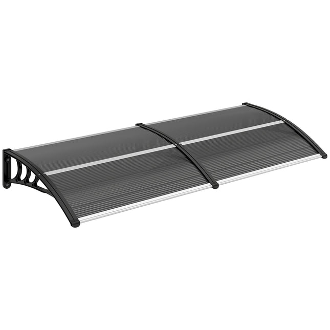 Outdoor Door Canopy Awning 196x75cm Rain Shelter for Front/Back Porch - Black