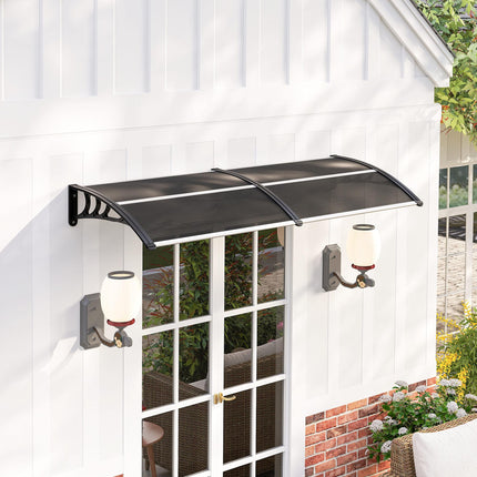Outdoor Door Canopy Awning 196x75cm Rain Shelter for Front/Back Porch - Black