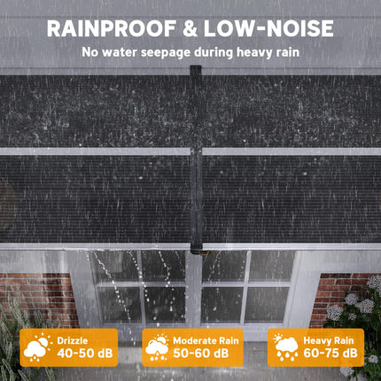 Outdoor Door Canopy Awning 196x75cm Rain Shelter for Front/Back Porch - Black