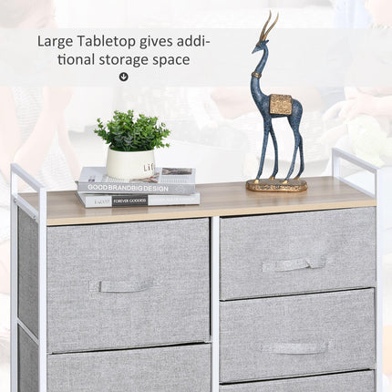 5 Drawer Linen Storage Chest with Shelf and Handles Metal Frame Adjustable Feet - Grey