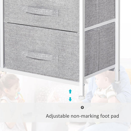 5 Drawer Linen Storage Chest with Shelf and Handles Metal Frame Adjustable Feet - Grey