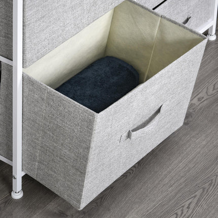 5 Drawer Linen Storage Chest with Shelf and Handles Metal Frame Adjustable Feet - Grey