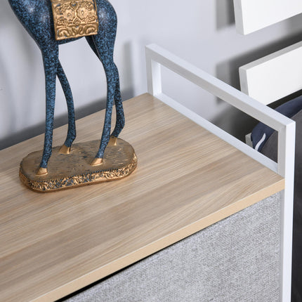 5 Drawer Linen Storage Chest with Shelf and Handles Metal Frame Adjustable Feet - Grey