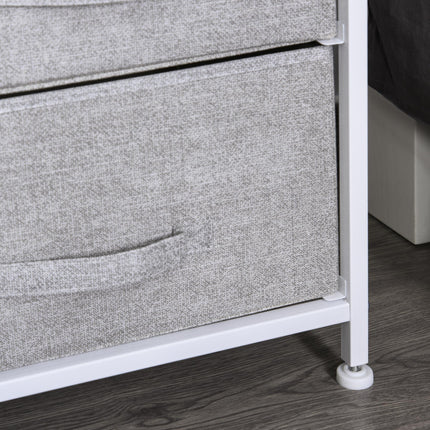 5 Drawer Linen Storage Chest with Shelf and Handles Metal Frame Adjustable Feet - Grey