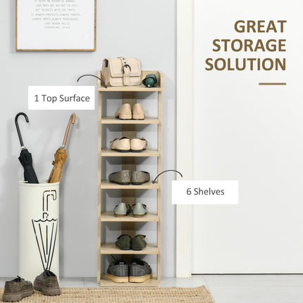 7 Tier Wooden Shoe Rack Organizer Storage Shelf for Entryway Living Room Bedroom - Oak