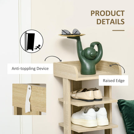 7 Tier Wooden Shoe Rack Organizer Storage Shelf for Entryway Living Room Bedroom - Oak
