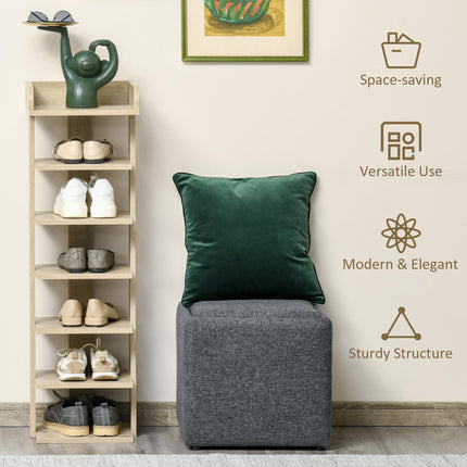 7 Tier Wooden Shoe Rack Organizer Storage Shelf for Entryway Living Room Bedroom - Oak