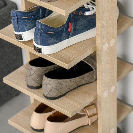 7 Tier Wooden Shoe Rack Organizer Storage Shelf for Entryway Living Room Bedroom - Oak