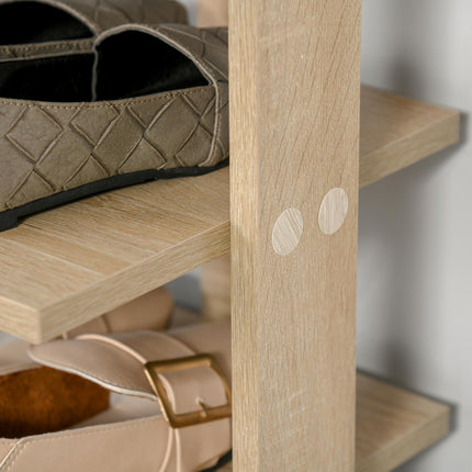7 Tier Wooden Shoe Rack Organizer Storage Shelf for Entryway Living Room Bedroom - Oak