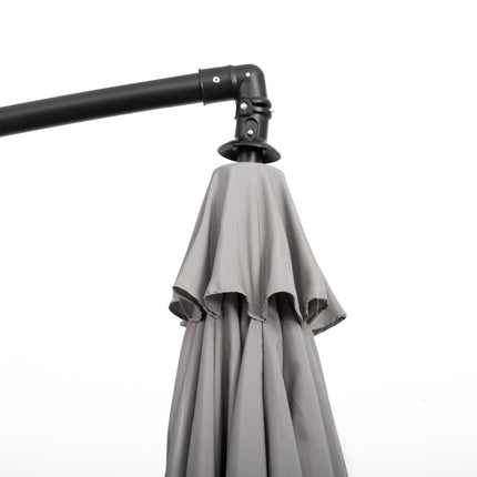 3 Metre Cantilever Garden Umbrella with Crank Handle and Cross Base - Grey