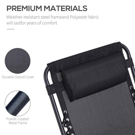 3 Piece Folding Zero Gravity Chair Set with Table and Cup Holders - Black