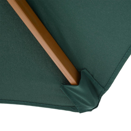 2.5m Wooden Garden Patio Parasol with Rope Pulley - Dark Green