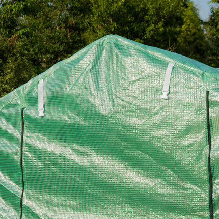 4 x 2 Metre Galvanised Frame Polytunnel Greenhouse with Windows and Door - Green
